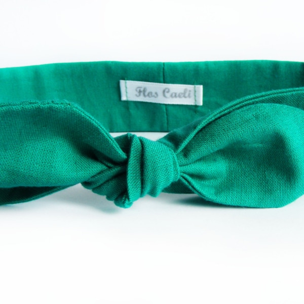 Teal Fabric Headband - Blue Green Headband - Tie Up Headscarf - Hairwrap - Bow Headband