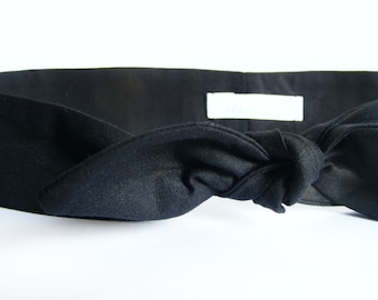 Black Bow Headband: Adjustable Cotton Hair Wrap