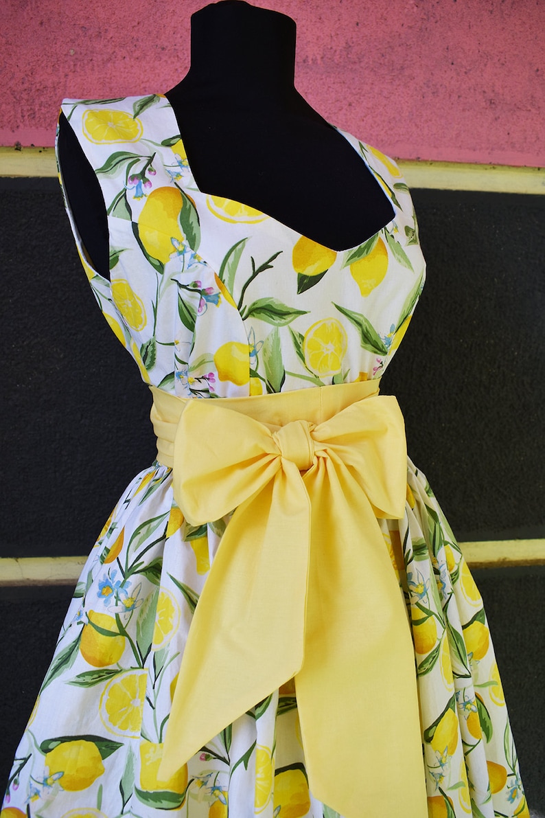 Retro lemon bow dress women dresses handmade Vintage dress image 4