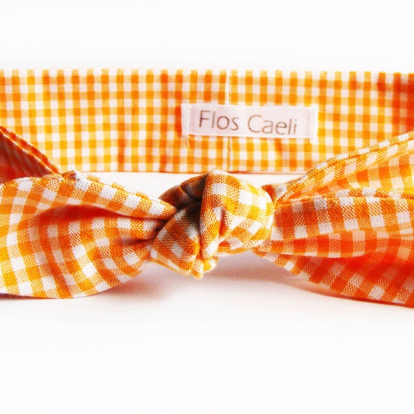 Orange Plaid Headband - Summer Woman Hair Bow - Tie Up Retro Stile Headwrap - Retro Headband - Bandana - Turbans - Headbands