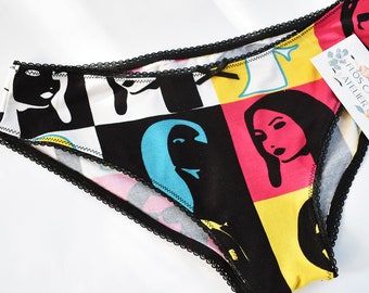 Culottes faites à la main Pop Art - Lingerie faite à la main pour femmes