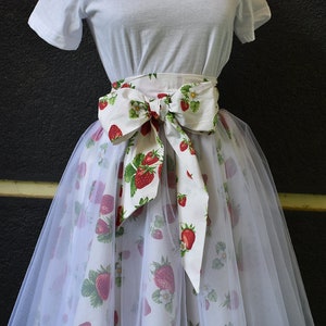 WOMENS SKIRT Strawberries Skirt Elasticated Skirt Tulle Summer Skirt Strawberry Lover Gift Women Tulle Skirt image 3