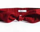 Weinrotes Schleifen Stirnband - Baumwoll Stirnband - Frauen Kopftuch - Accessoire - Schleife - Bandanas - Turbane - Stirnbänder - Retro Stoff Stirnband