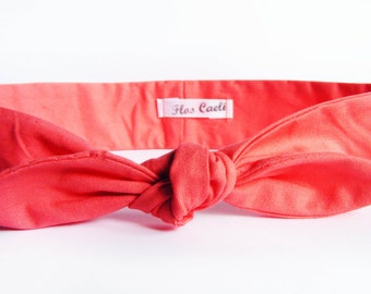 Pastèque Couleur Bandeau - Coral Pink coton Bandeau - Tie Up Style Rétro Bandeau - Summer Arc de chariot