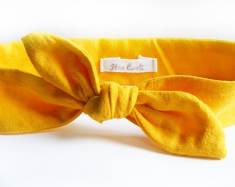 Yellow Bow Headband: Retro Tie Up Hair Wrap
