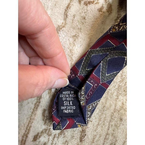 Vintage Bill Blass Silk Tie Geometric Diamond Pattern 80's View 3