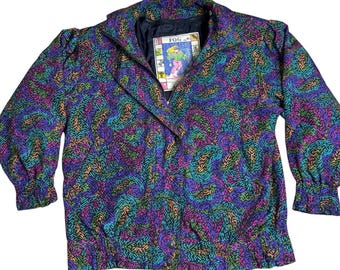 Vintage Bomber Puffer Coat Jacket Women's Large Streetwear Waterproof 80's