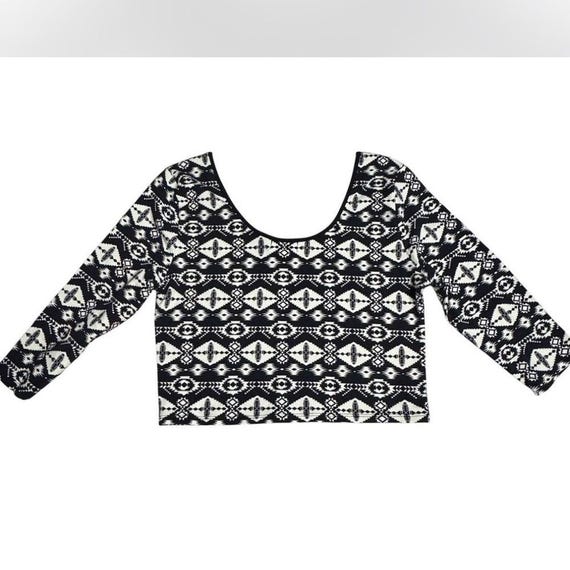 Y2K Wet Seal Aztec Print Cropped Tee Size Large - image 1