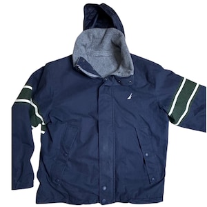 VINTAGE Nautica Veste Réversible Homme Grand Vert Plaid Manteau à