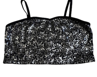 Y2k Embellished Sequin Crop Tank Top Size Medium