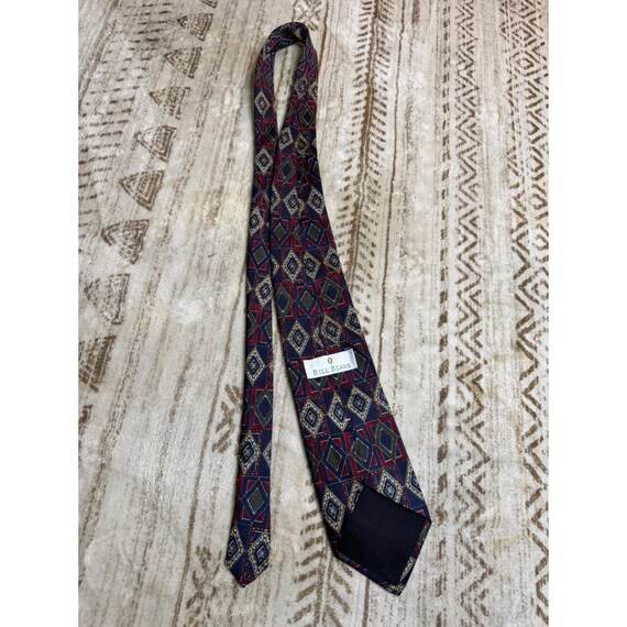 Vintage Bill Blass Silk Tie Geometric Diamond Pattern 80's View 4