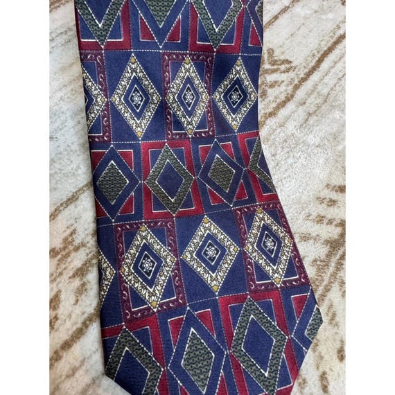 Vintage Bill Blass Silk Tie Geometric Diamond Pattern 80's View 5