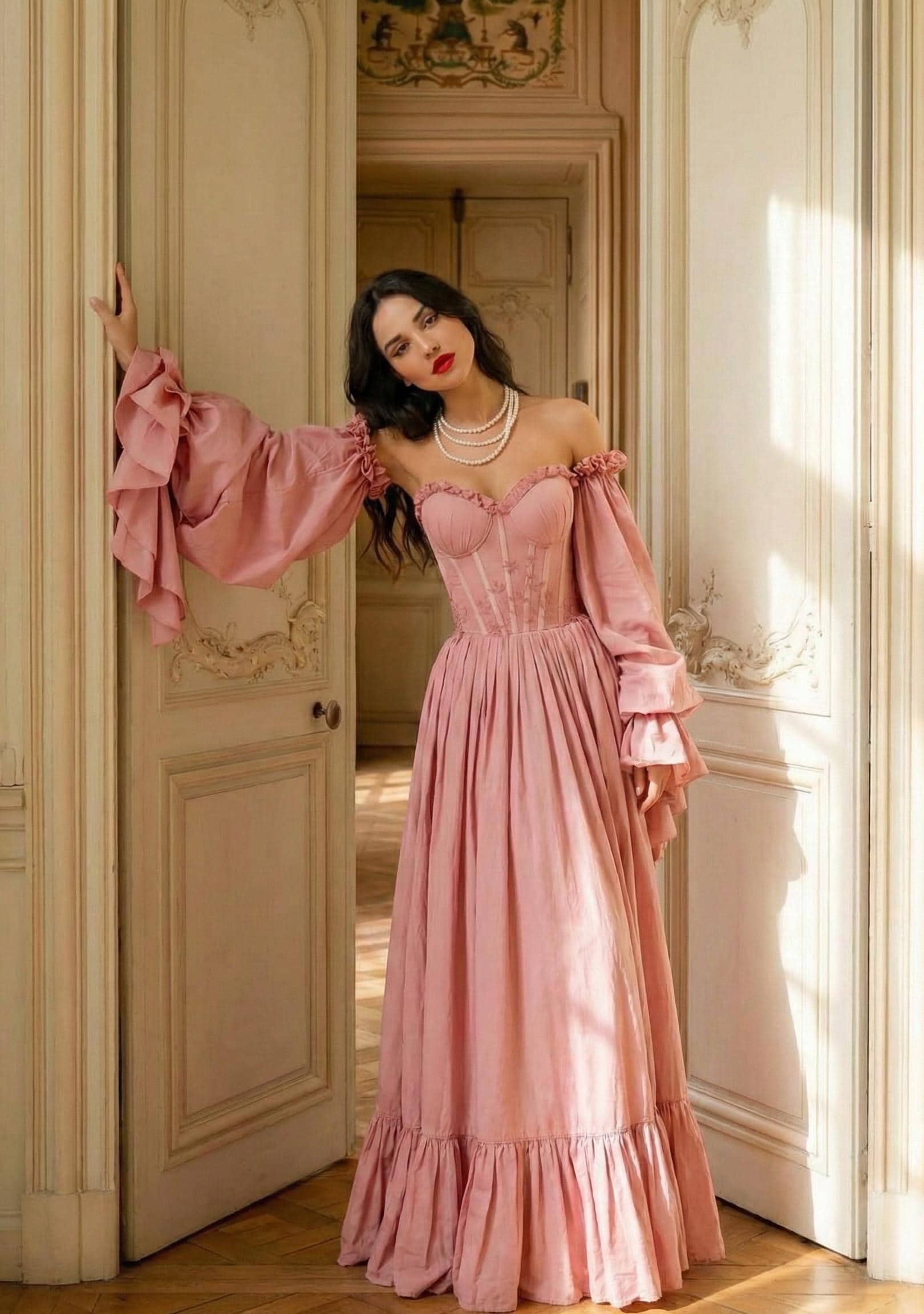 shirina mini dress dusty pink Moraya Dropped Waist Maxi Dress main image 1