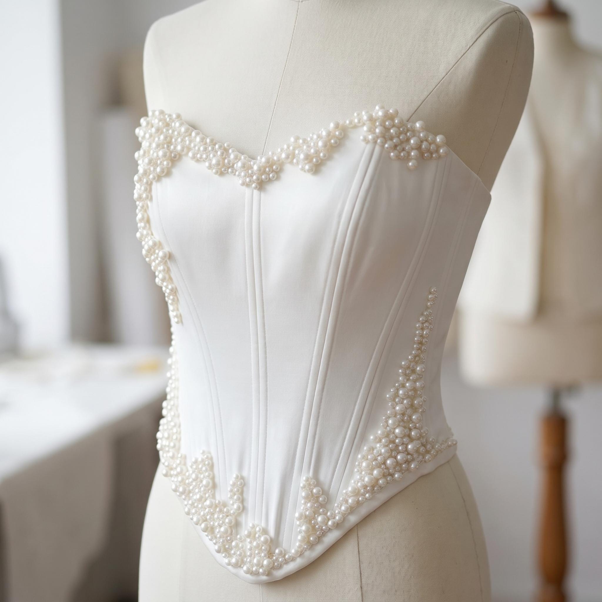 White Corset Dress With Pearls - Etsy