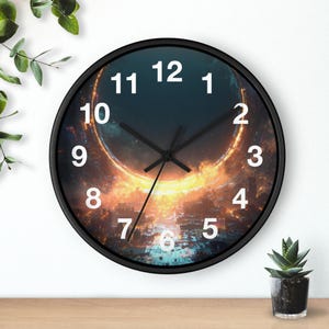 Neon Portal Cityscape Wall Clock, Living Room Art Piece, Kitchen Wall Clock, Household Must Have, Christmas Gift Idea, Unique Timepiece