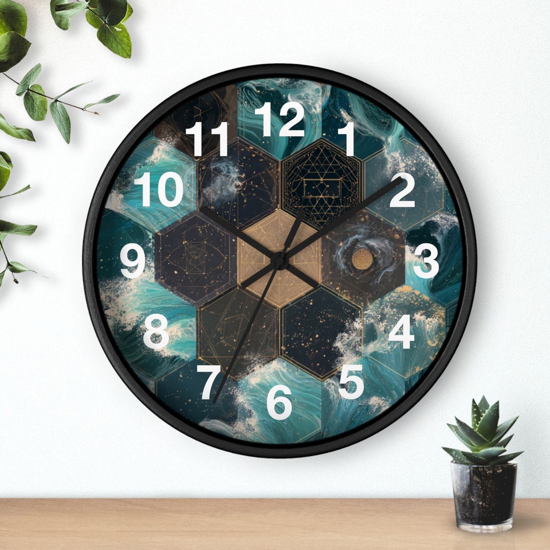 Celestial Current Lines Wall Clock, Living Room Art Piece, Kitchen Wall ...