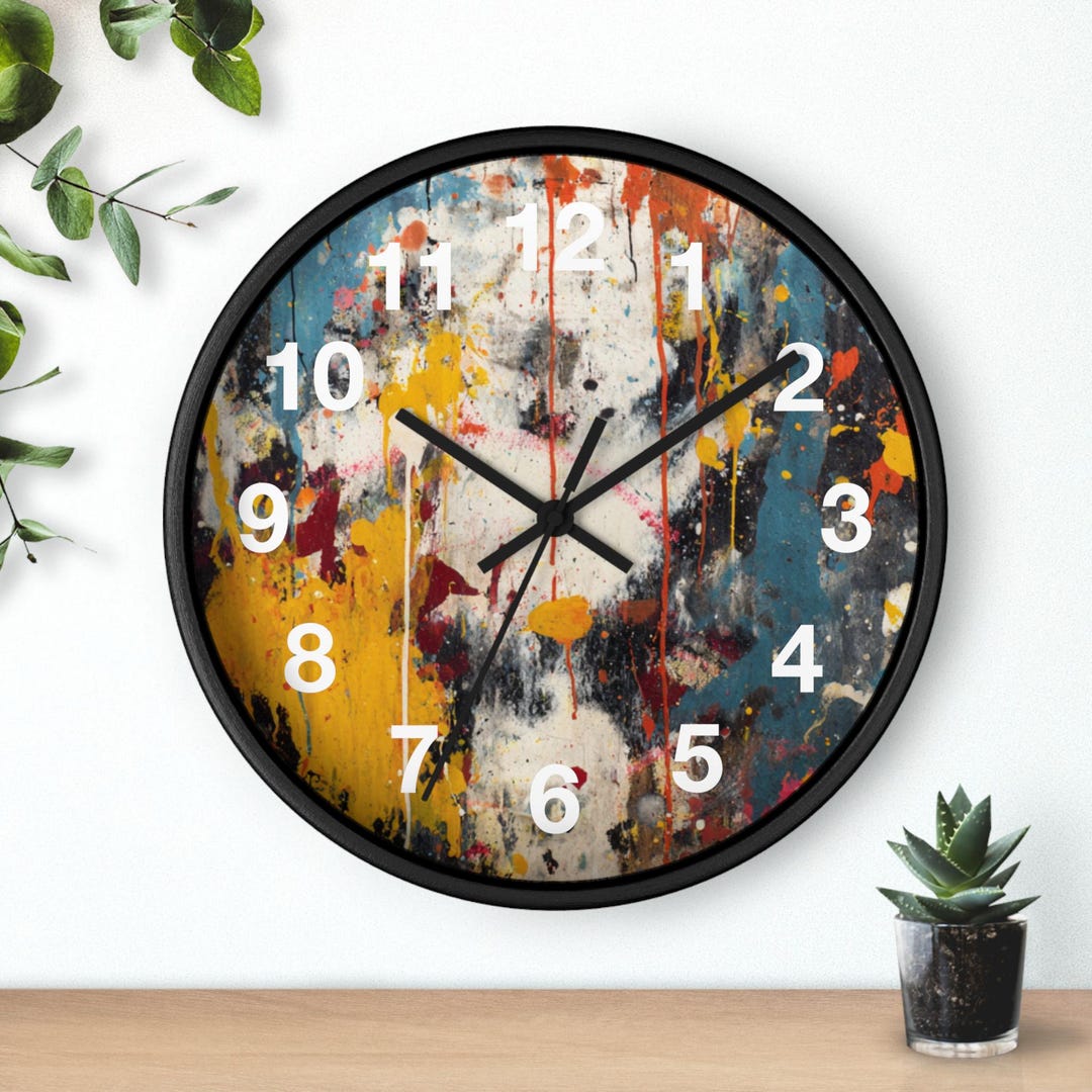 Urban Paint Clash Wall Clock, Living Room Art Piece, Kitchen Wall Clock ...
