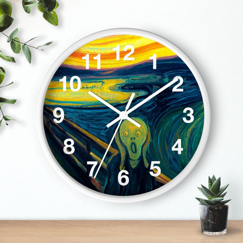 Scream Clock Image Scream on Bridge Wall Clock, Living Room Art Piece, Kitchen Wall Clock ...