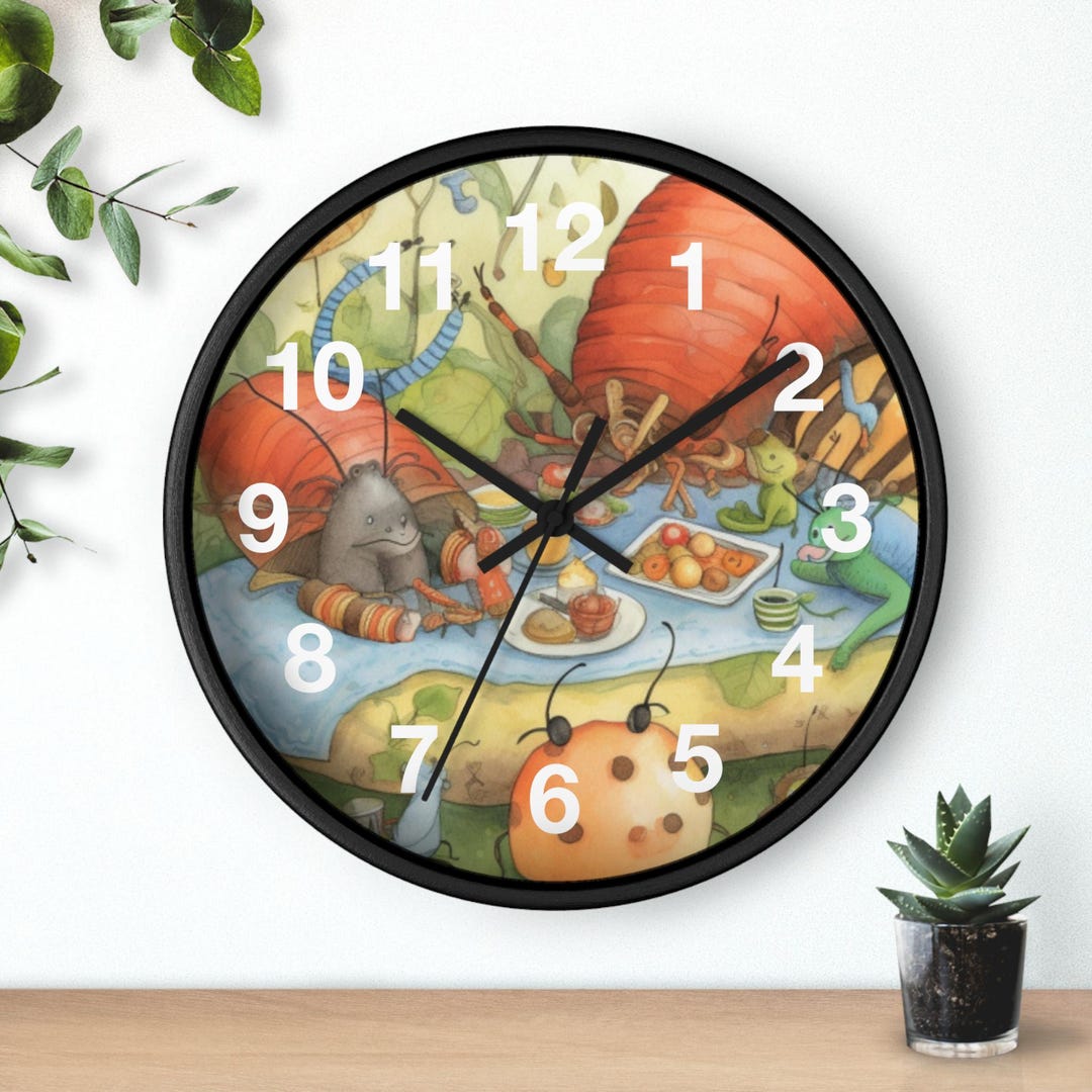 Stick Insect Clock Insect Picnic Party Wall Clock, Living Room Art Piece, Kitchen Wall ...