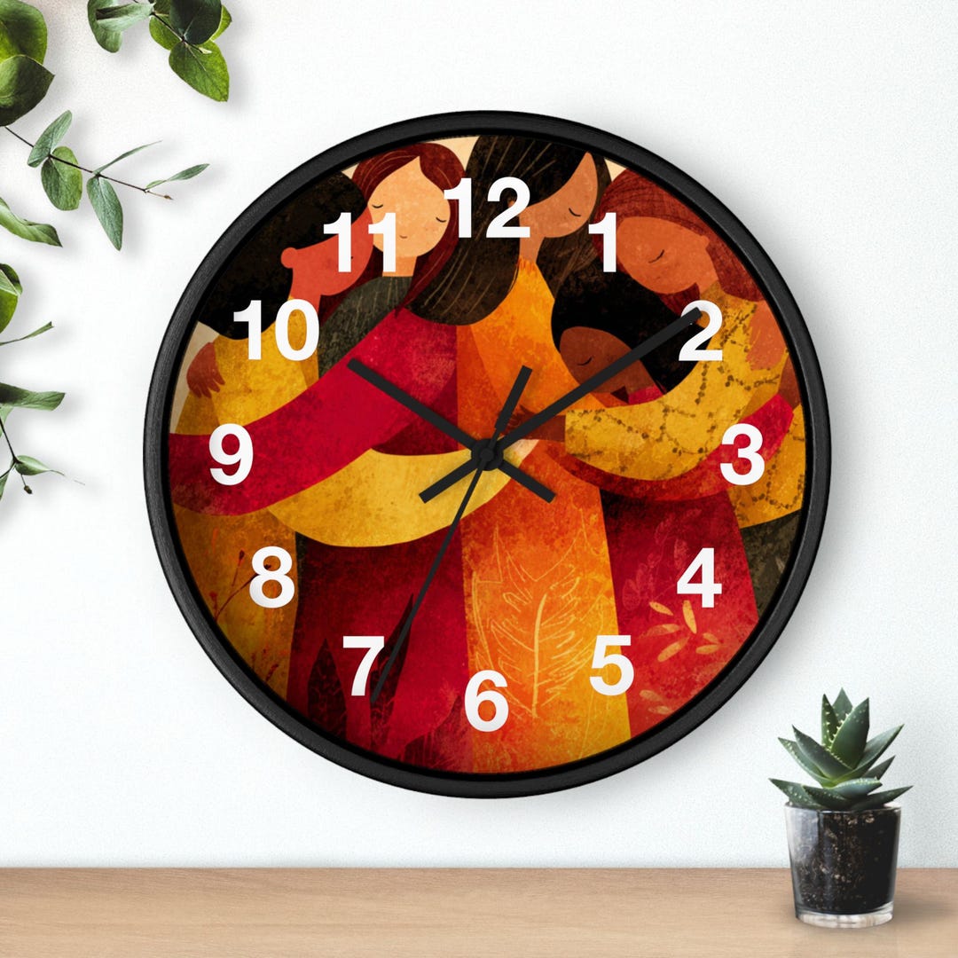 Community Pride Hug Wall Clock, Living Room Art Piece, Kitchen Wall ...