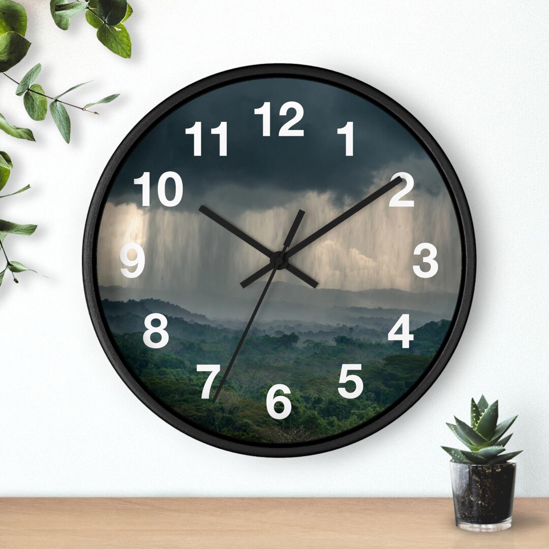 Clock Rainstorm Rainstorm Canopy Surge Wall Clock, Living Room Art Piece, Kitchen Wall ...
