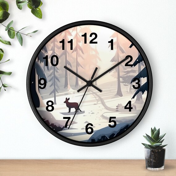 インテリア時計 STUSSY Livin' Wall Clock by SAITO WOOD Snowy Taiga Woods Wall Clock, Living Room Art Piece, Kitchen Wall