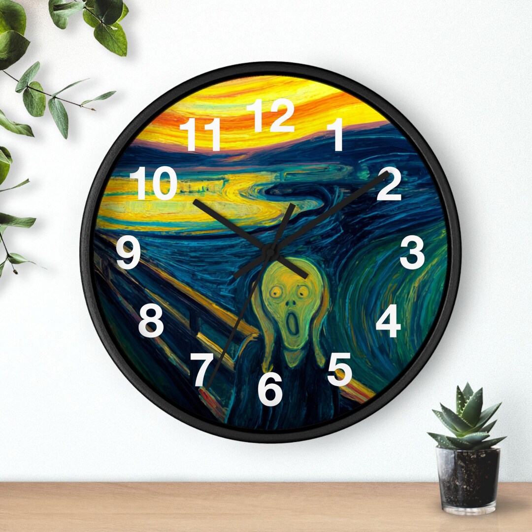 Scream Clock Image Scream on Bridge Wall Clock, Living Room Art Piece, Kitchen Wall Clock ...