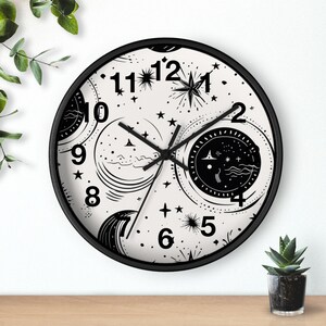 Moon Phase Minimal Wall Clock, Living Room Art Piece, Kitchen Wall Clock, Household Must Have, Christmas Gift Idea, Unique Timepiece