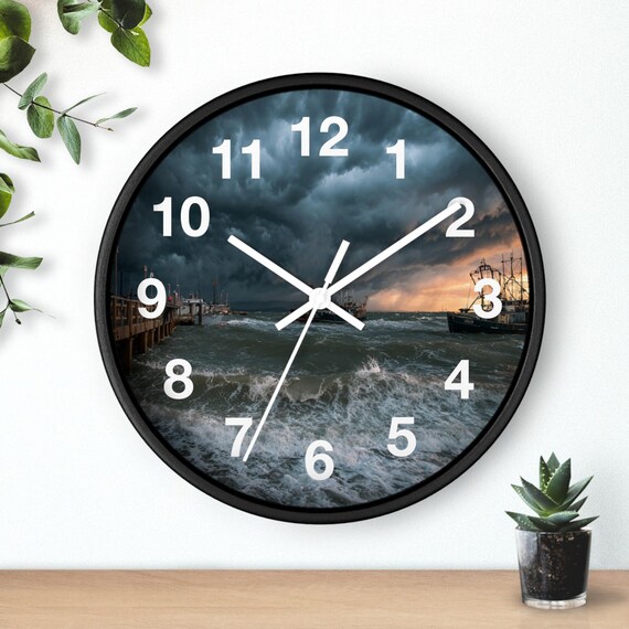 Storm Hafen Surge Wanduhr, Wohnzimmer Kunst Stück, Küchen Wanduhr, Haushalt Must Have, Weihnachtsgeschenk Idee, Einzigartige Zeitmesser