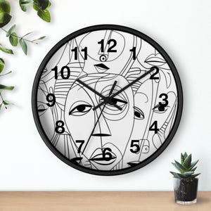 Continuous Faces Flow Wall Clock, Living Room Art Piece, Kitchen Wall Clock, Household Must Have, Christmas Gift Idea, Unique Timepiece
