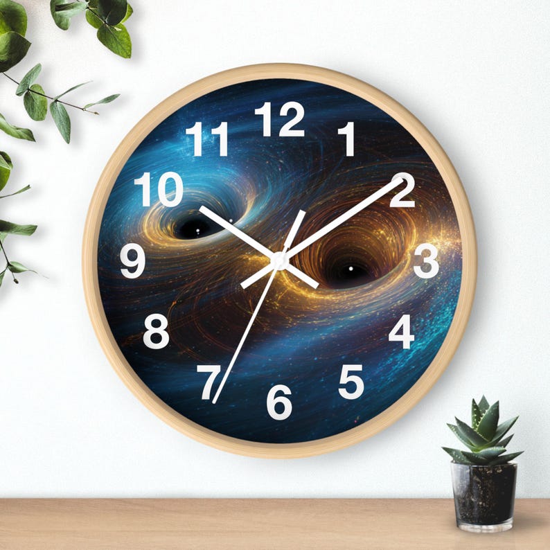 Relógio de parede com fusão de singularidades binárias, peça de arte para sala de estar, relógio de parede para cozinha, item essencial para a casa, ideia de presente de Natal, relógio único imagem 6