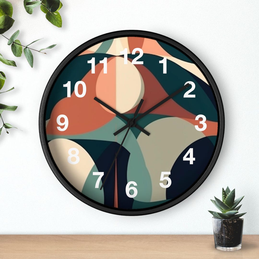 Abstract Retro Blobs Wall Clock, Living Room Art Piece, Kitchen Wall ...