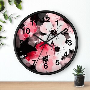 Bold Bloom Strokes Wall Clock, Living Room Art Piece, Kitchen Wall Clock, Household Must Have, Christmas Gift Idea, Unique Timepiece