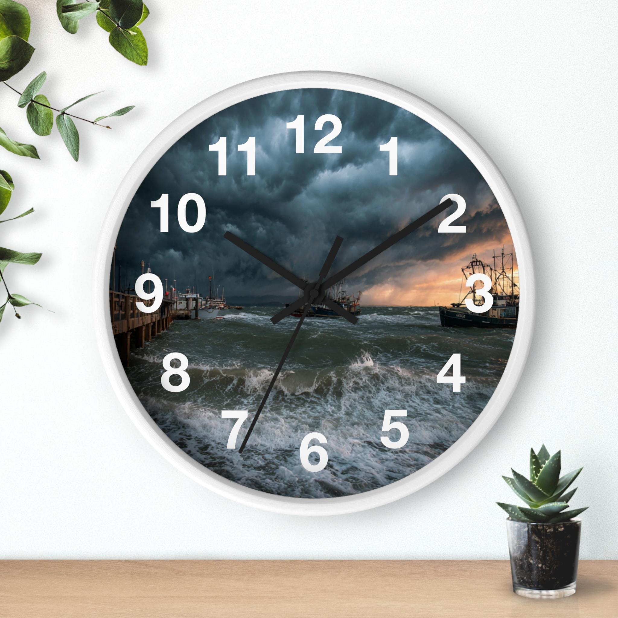 Storm Hafen Surge Wanduhr, Wohnzimmer Kunst Stück, Küchen Wanduhr, Haushalt Must Have, Weihnachtsgeschenk Idee, Einzigartige Zeitmesser