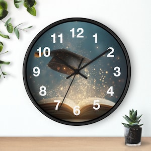 Drijvende kap boek wandklok, woonkamer kunstwerk, keuken wandklok, huishouden must-have, kerstcadeau idee, uniek uurwerk