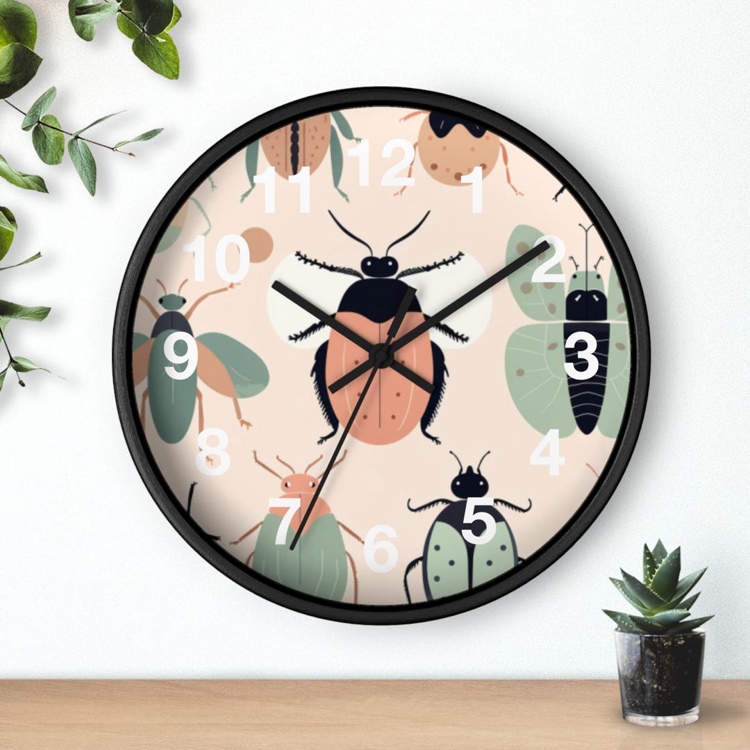 Minimal Bug Shapes Wall Clock, Living Room Art Piece, Kitchen Wall ...