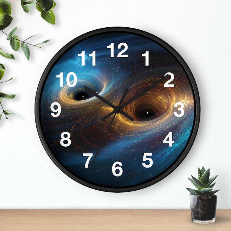 Relógio de parede com fusão de singularidades binárias, peça de arte para sala de estar, relógio de parede para cozinha, item essencial para a casa, ideia de presente de Natal, relógio único imagem 1