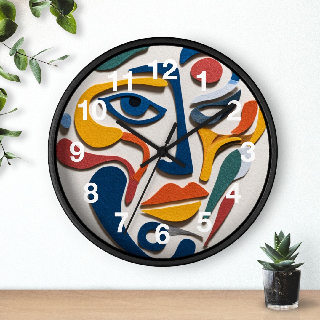 Cut-out Face Wall Clock, Living Room Art Piece, Kitchen Wall Clock ...