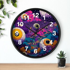 Eyes in Motion Wall Clock, Living Room Art Piece, Kitchen Wall Clock, Household Must Have, Christmas Gift Idea, Unique Timepiece