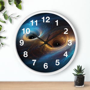 Relógio de parede com fusão de singularidades binárias, peça de arte para sala de estar, relógio de parede para cozinha, item essencial para a casa, ideia de presente de Natal, relógio único imagem 3