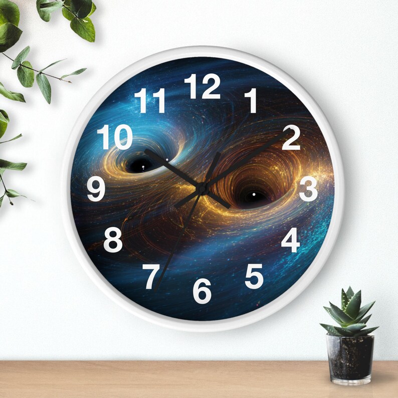 Relógio de parede com fusão de singularidades binárias, peça de arte para sala de estar, relógio de parede para cozinha, item essencial para a casa, ideia de presente de Natal, relógio único imagem 3