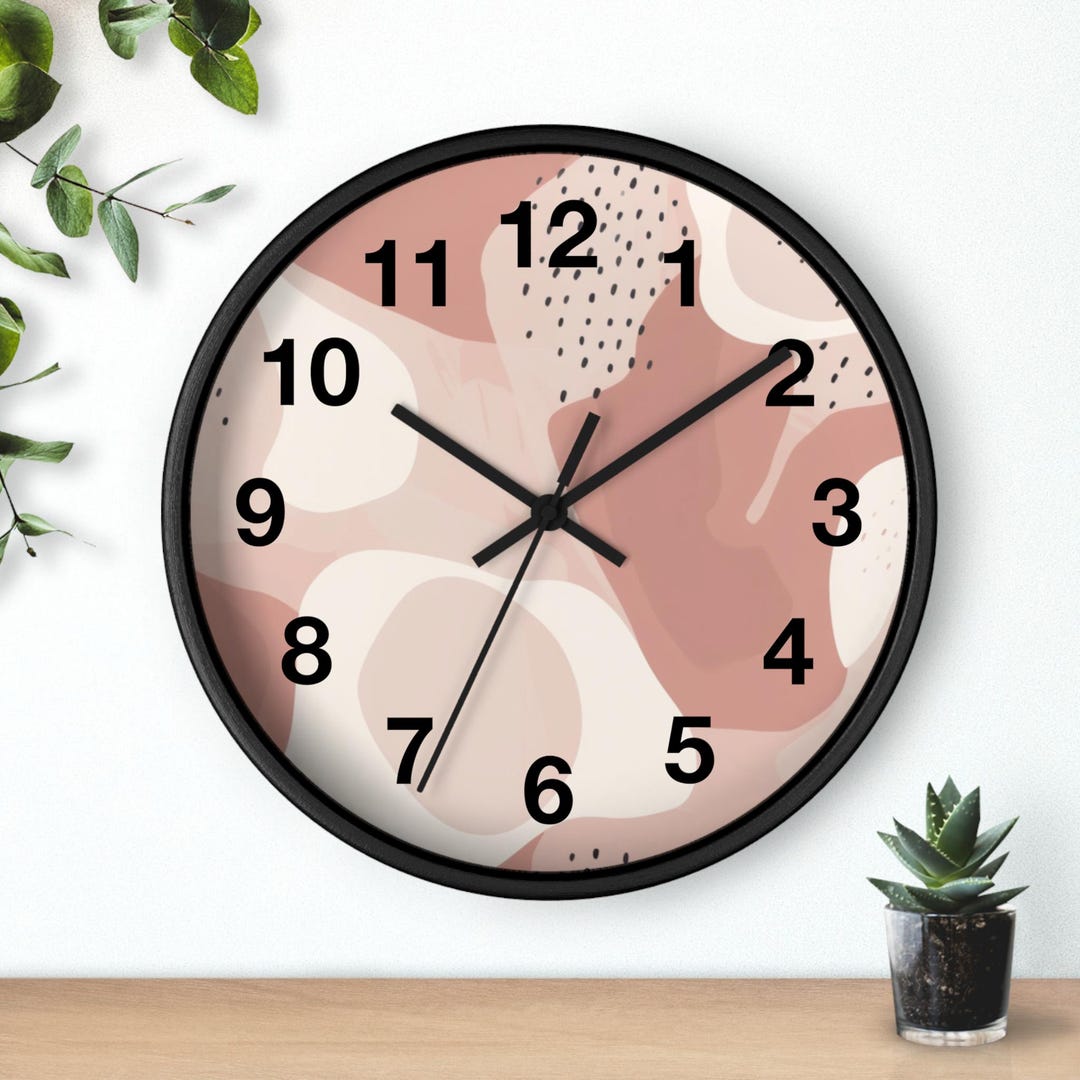 Dusty Pink Blobs Wall Clock, Living Room Art Piece, Kitchen Wall Clock ...