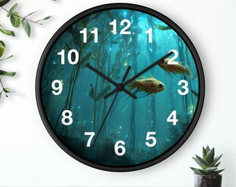 Reloj de pared Plasma Kelp Forest, pieza artística para la sala de estar, reloj de pared para la cocina, artículo imprescindible para el hogar, idea de regalo de Navidad, reloj único