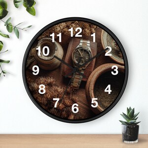 Boho Dad Flatlay Wall Clock, Living Room Art Piece, Kitchen Wall Clock, Household Must Have, Christmas Gift Idea, Unique Timepiece