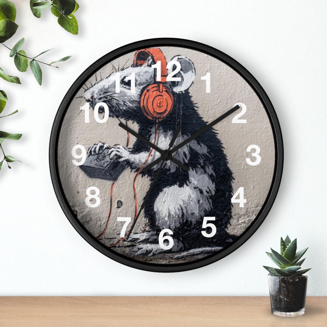 Spray-painting Rat Wall Clock, Living Room Art Piece, Kitchen Wall ...