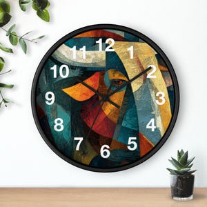 Kubistische Minotaurus Wanduhr, Wohnzimmer Kunststück, Küchen Wanduhr, Must Have, Weihnachtsgeschenk Idee, Einzigartiger Zeitmesser
