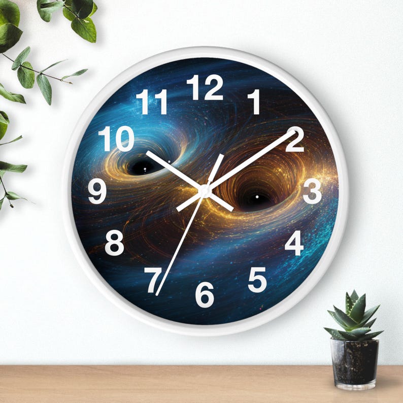 Relógio de parede com fusão de singularidades binárias, peça de arte para sala de estar, relógio de parede para cozinha, item essencial para a casa, ideia de presente de Natal, relógio único imagem 4