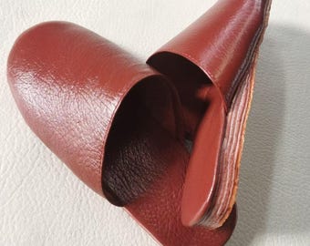 Handmade Full Grain Leather Mule Slippers Women Minimalist Luxury Slip On Shoes, Soft Cowhide Flats, Elegant Mother’s Day Gift