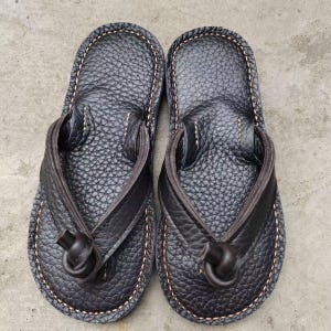 Handcrafted Leather Thong Sandals Old Money Cowhide Soft Sole  Beach Sandals  Luxury Casual Footwear Father’s Mother's Day Gift Summer