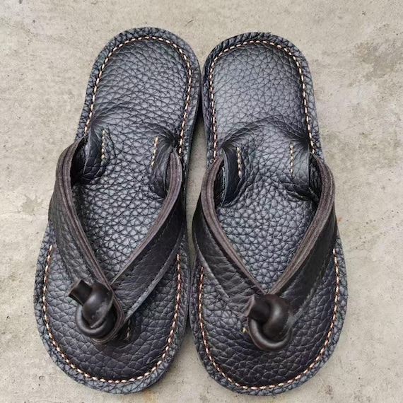 Handcrafted Leather Thong Sandals Old Money Cowhide Soft Sole  Beach Sandals  Luxury Casual Footwear Father’s Mother's Day Gift Summer